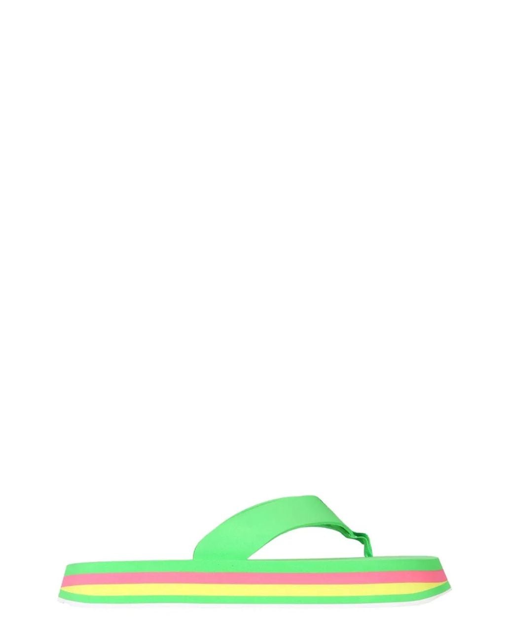 MSGM Green Striped Slippers