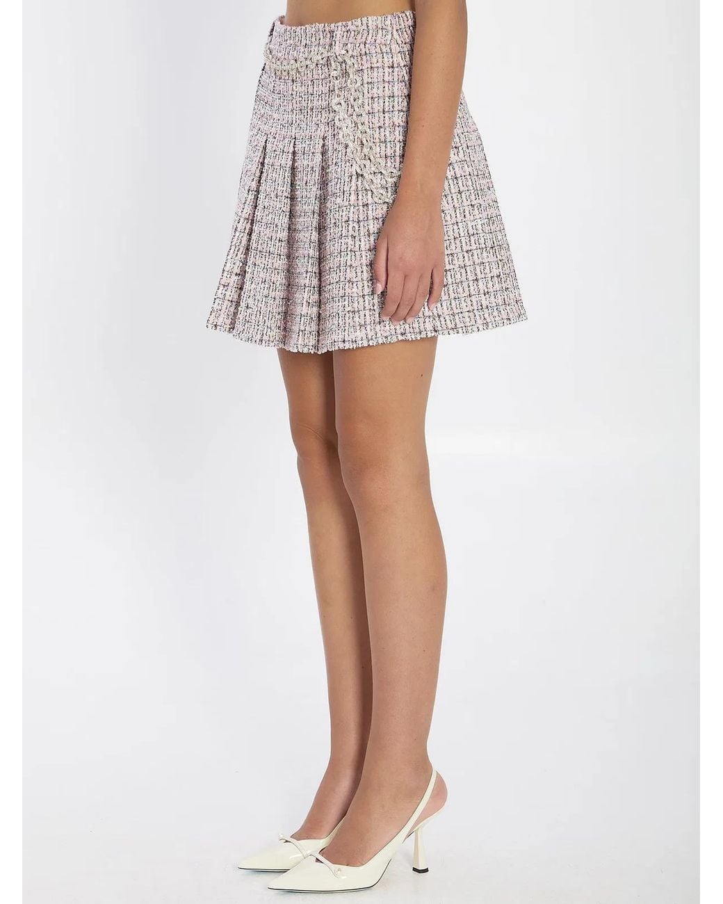 Self-Portrait White Self Portrait Pleated Skirt With Belt