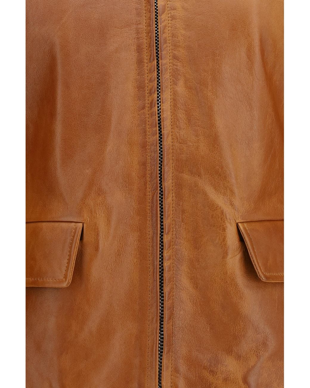 Marni Brown Glossy Leather Jacket With Back Martingale