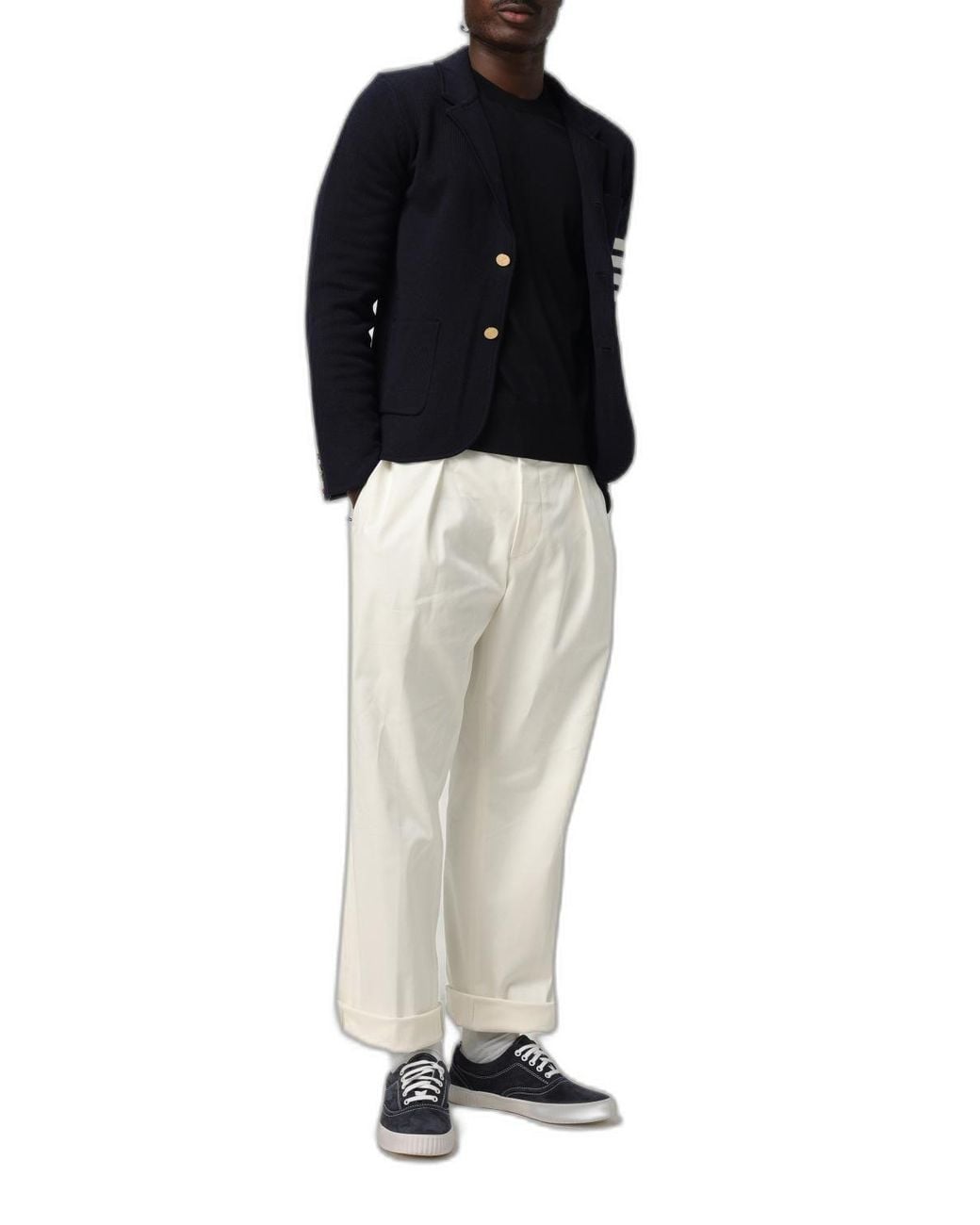 Thom Browne Blue Single-Breasted Wool Jacket With Four-Bar Sleeve Detail for men
