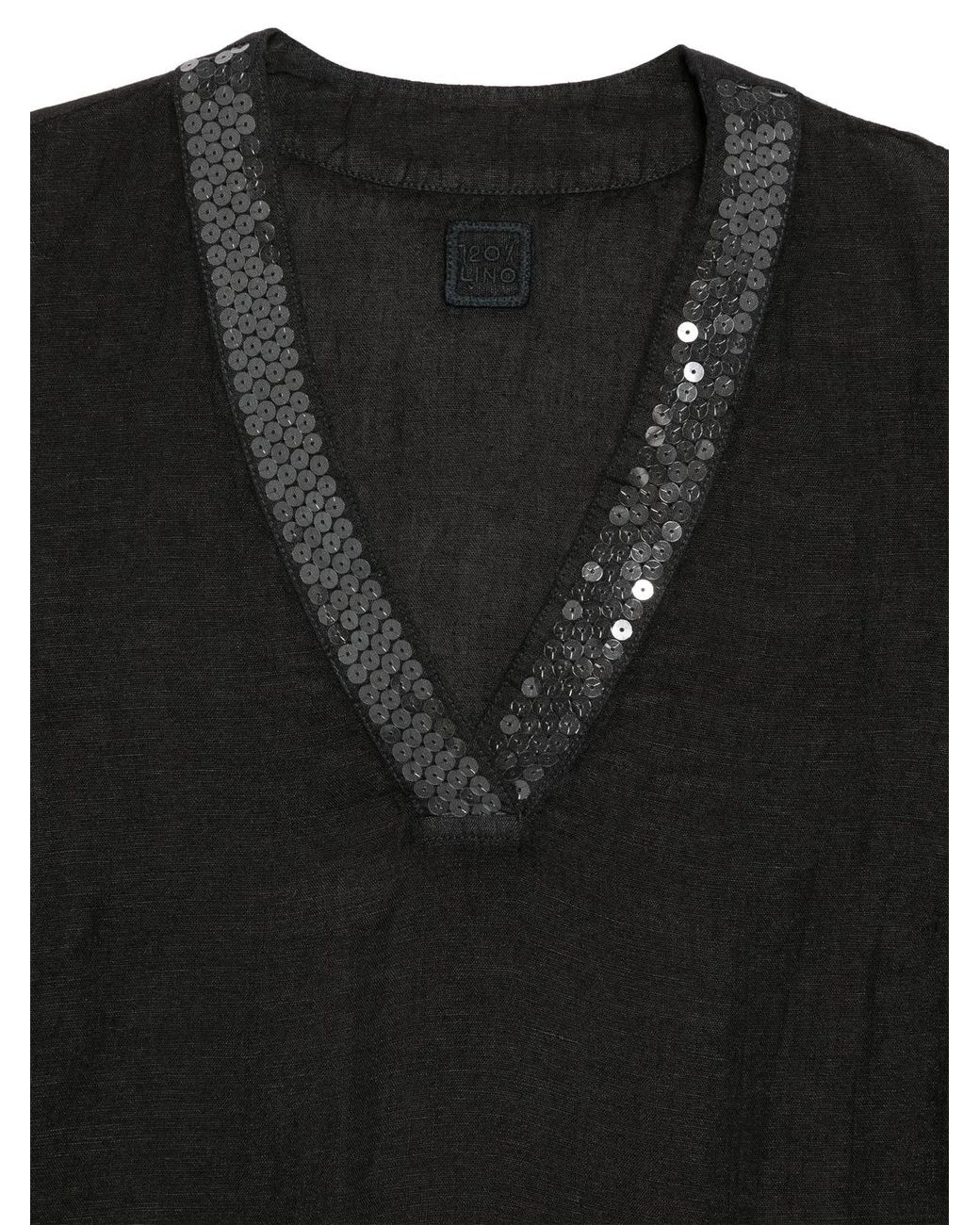 120% Lino Black Blouse