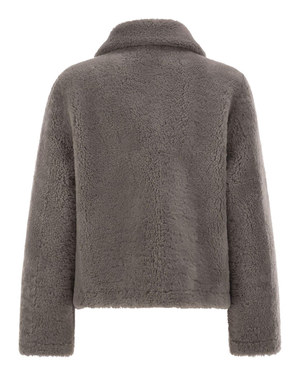Fay Brown Shearling Jacket With Hook Fastenings By