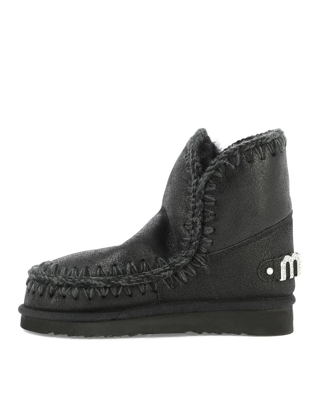 Mou Black Sheepskin Ankle Boots