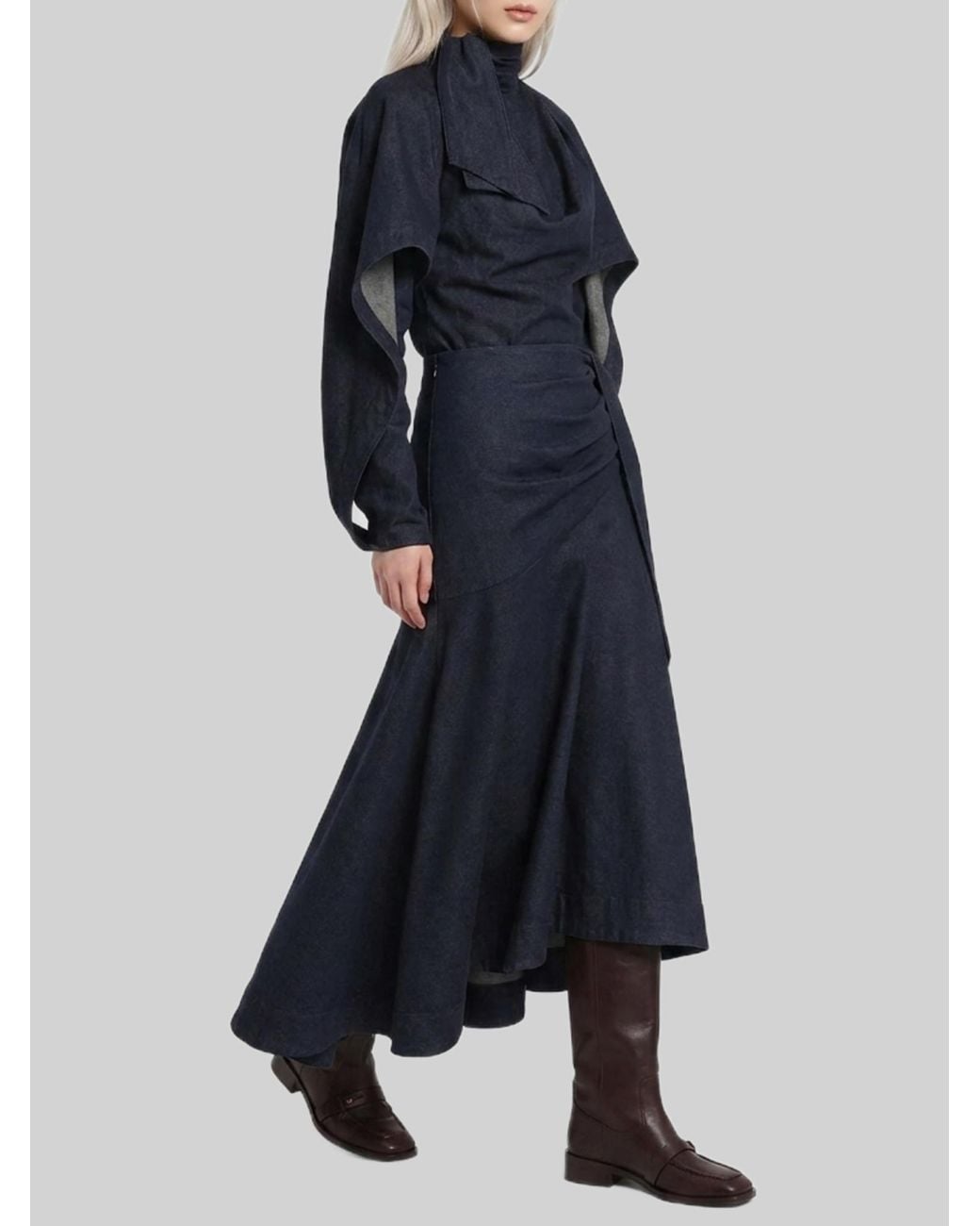 Zimmermann Blue Maxi Denim Skirt With Draping