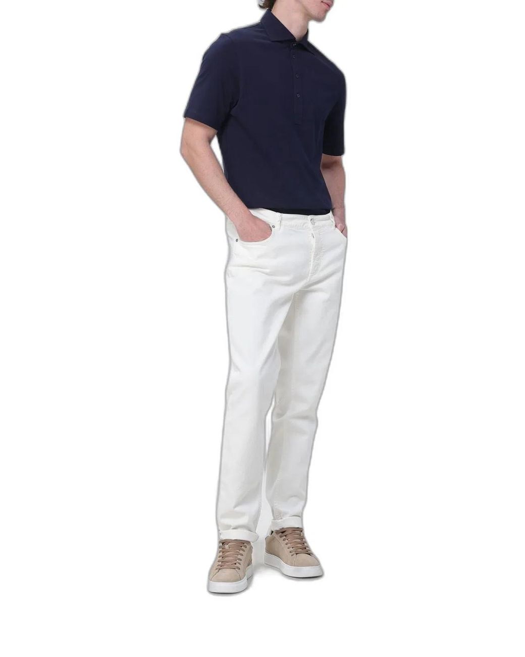 Brunello Cucinelli Blue Comfort Denim Trousers for men