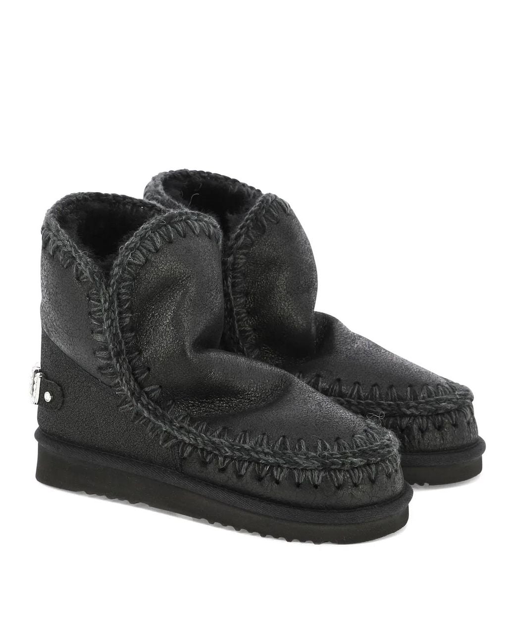 Mou Black Sheepskin Ankle Boots