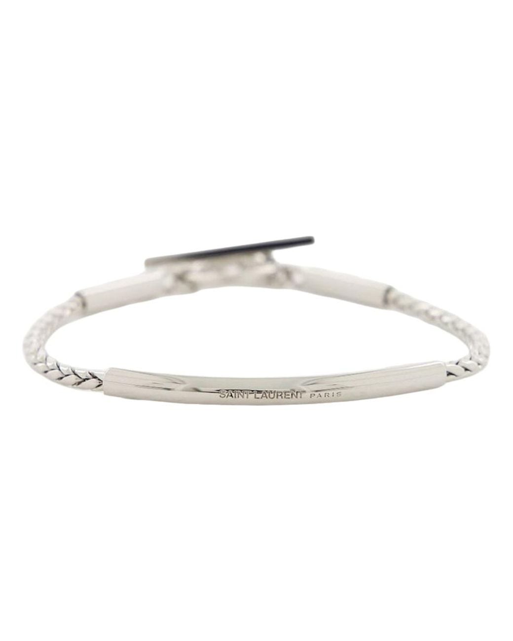 Saint Laurent Natural Bracciale Con Catena A Spiga E Tubo for men