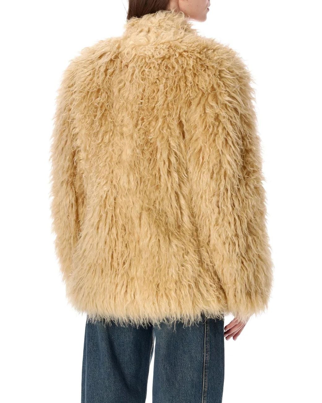 Isabel Marant Natural Pale Longhaired Faux Fur Coat