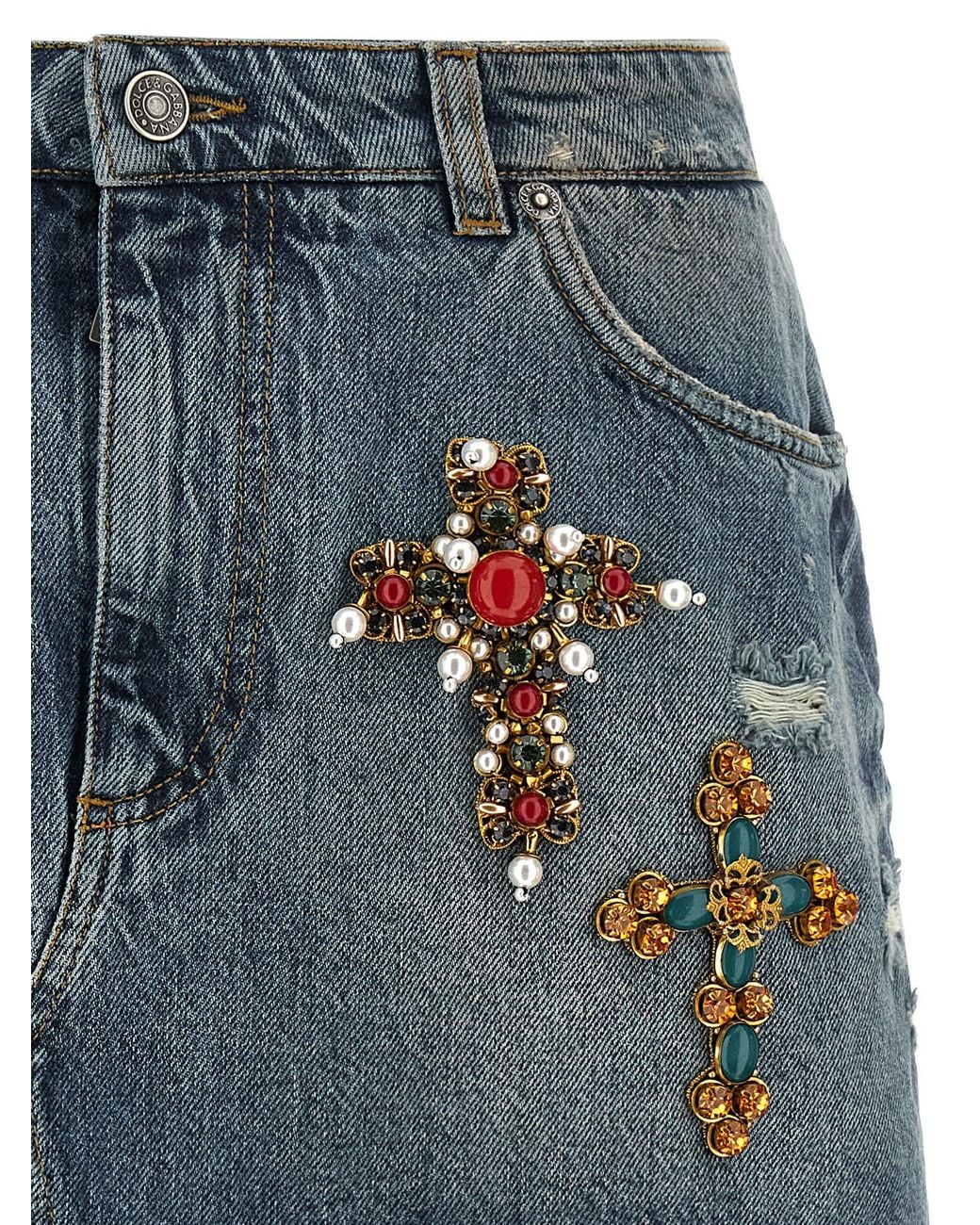 Dolce & Gabbana Blue Dolce & Gabbana Embroidery Skirt