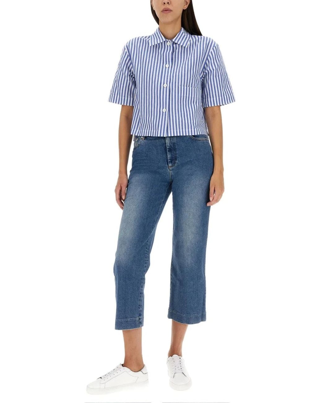 Margaret Howell Blue Candy Stripe Shirt