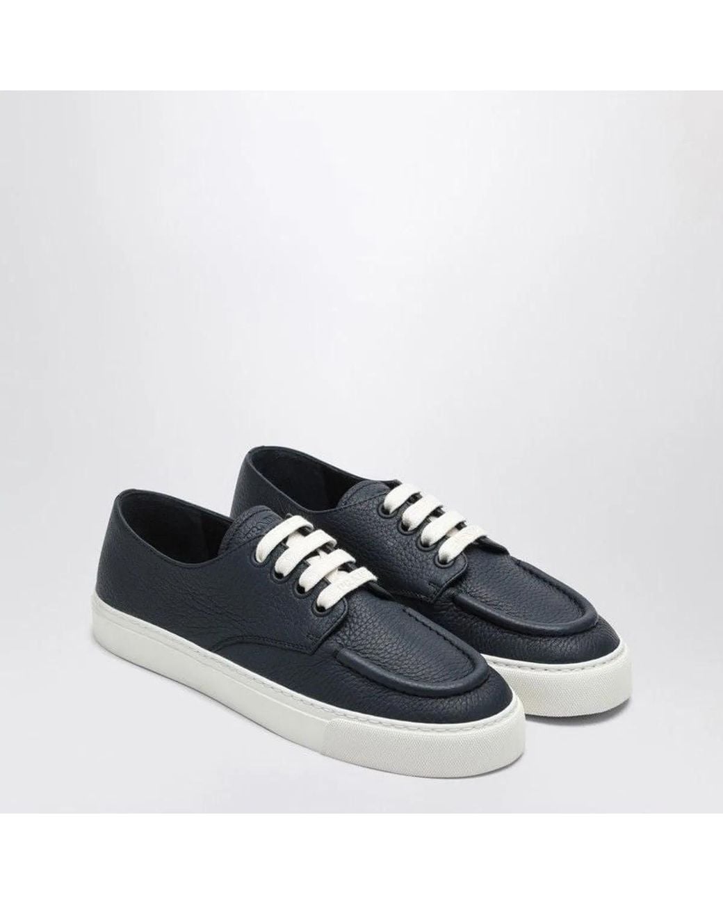 Prada Blue Baltic Hammered Leather Sneaker for men