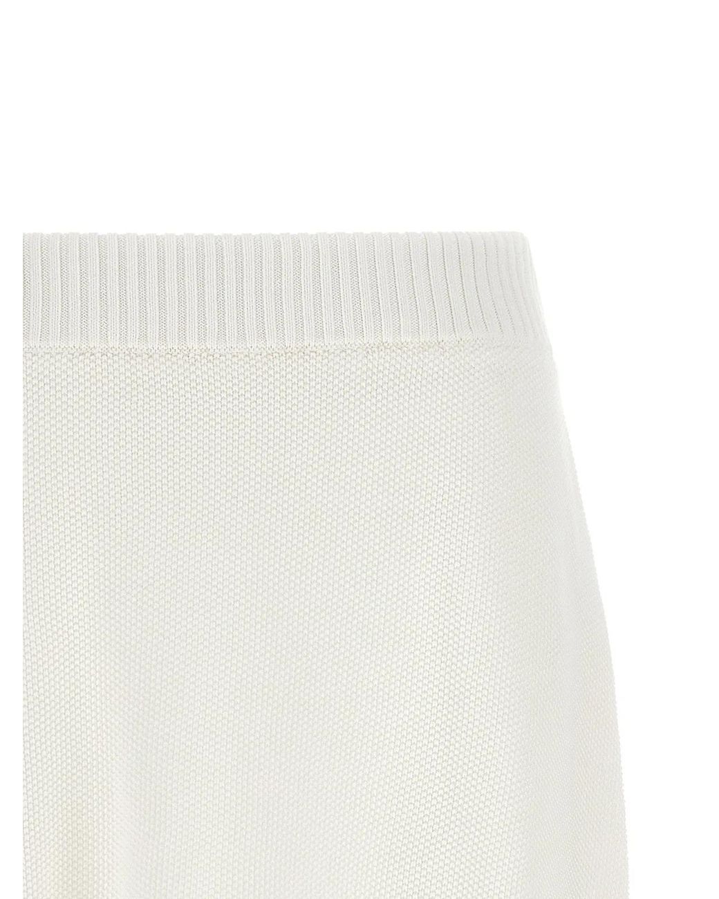 Brunello Cucinelli White Piquet-Effect Skirt