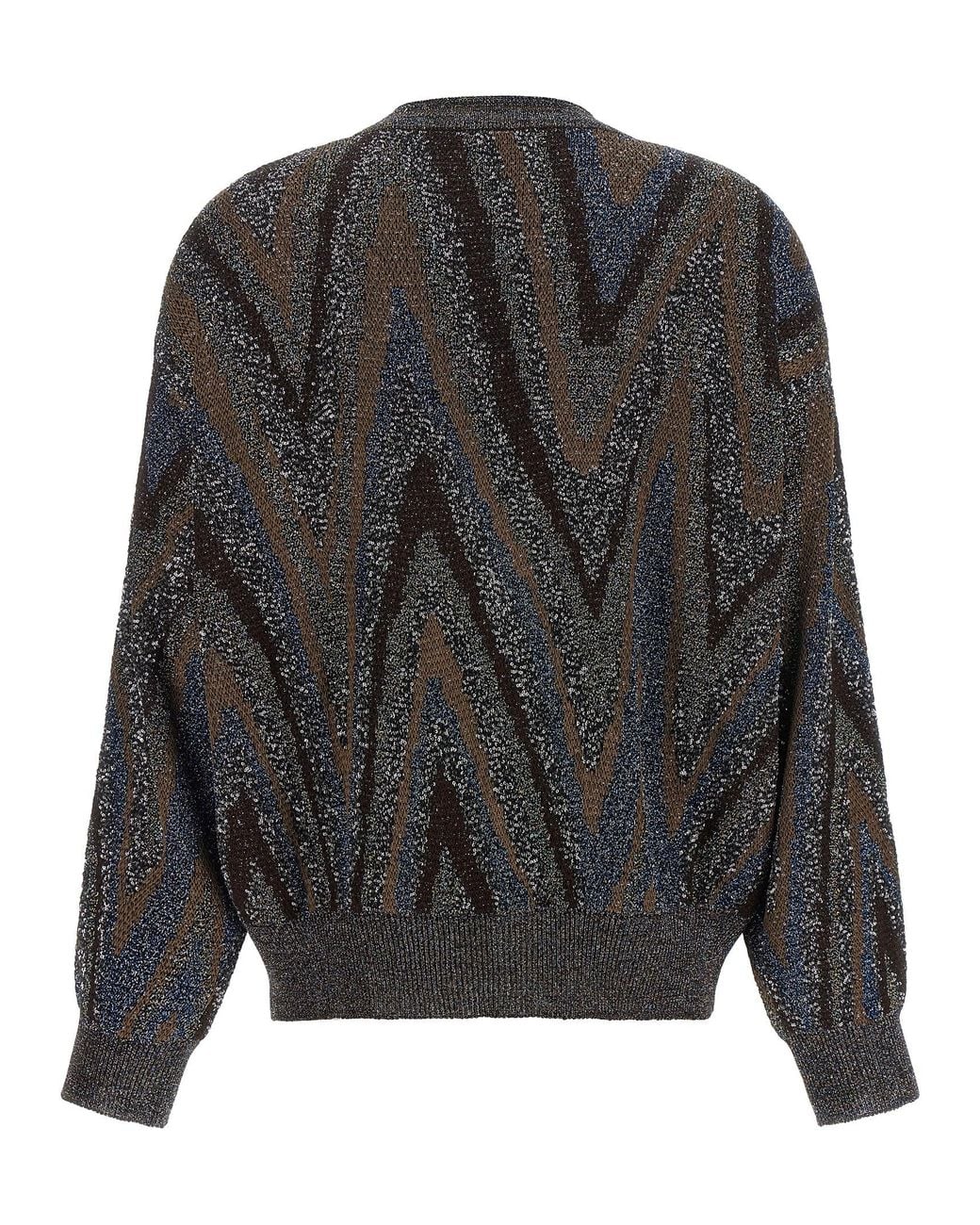 Missoni Gray Sequin Zigzag Cardigan
