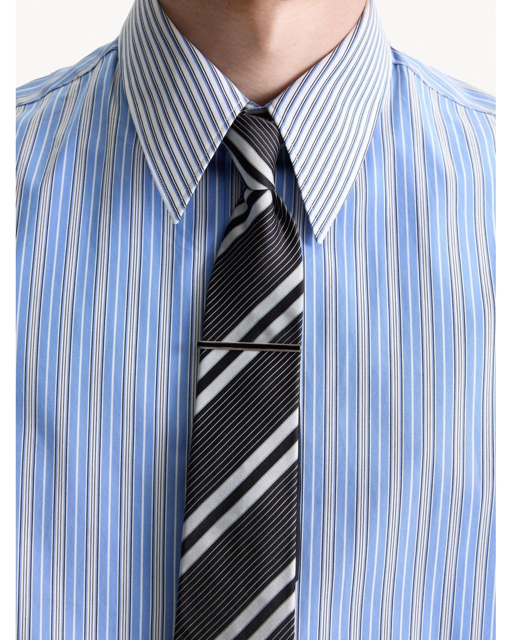 Saint Laurent White Striped Tie