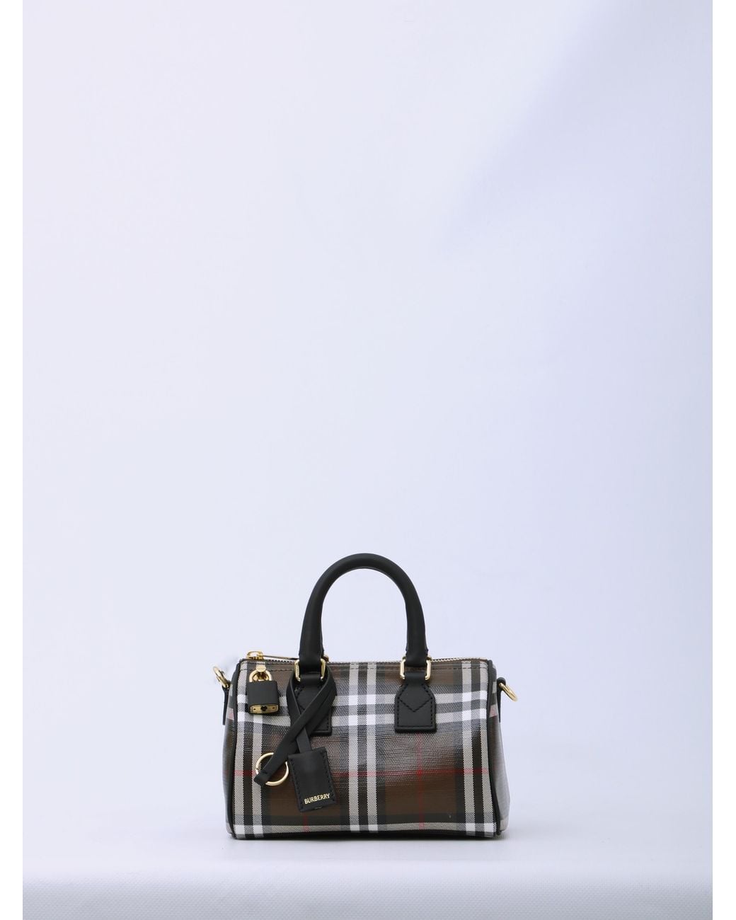 Burberry White Mini Check Bowling Bag