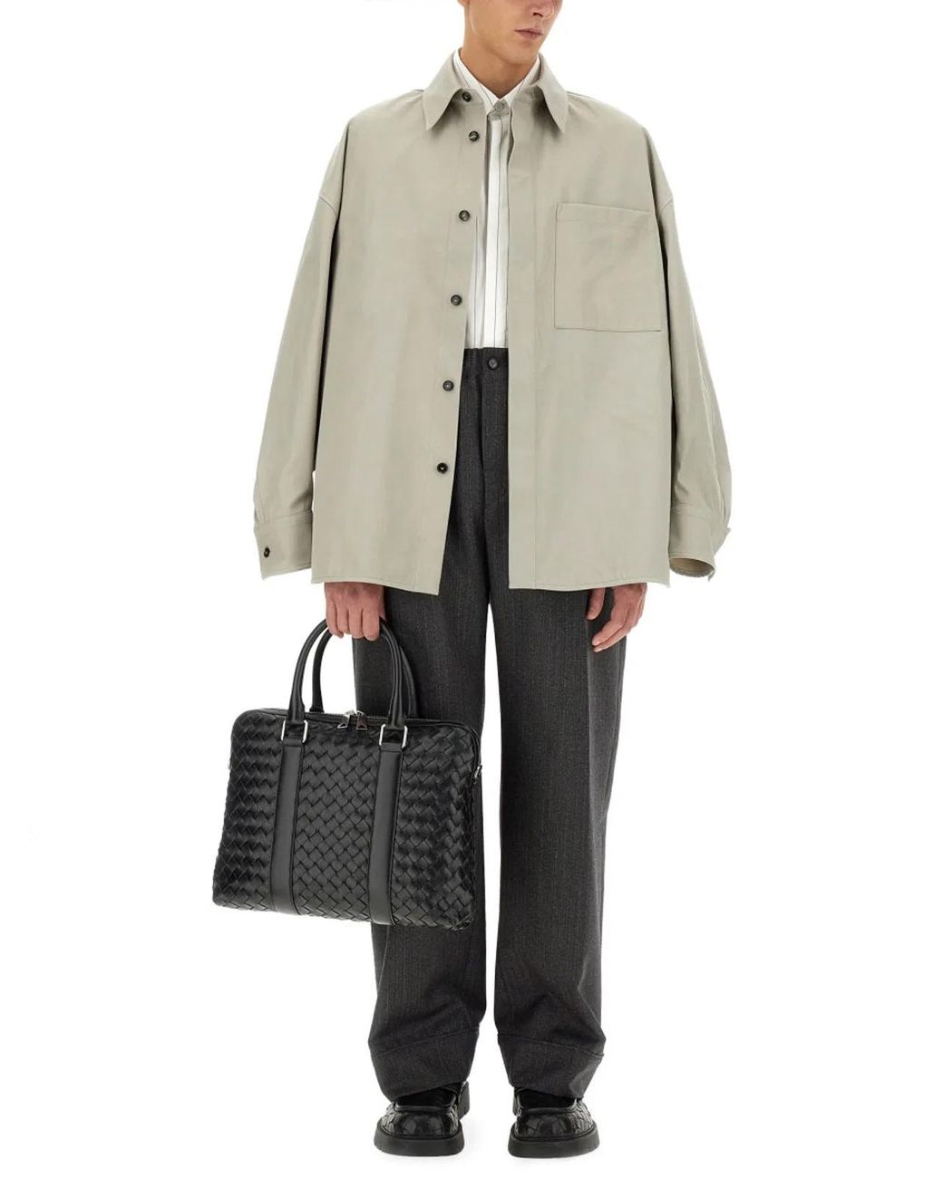 Bottega Veneta Natural Cotton Twill Overshirt for men