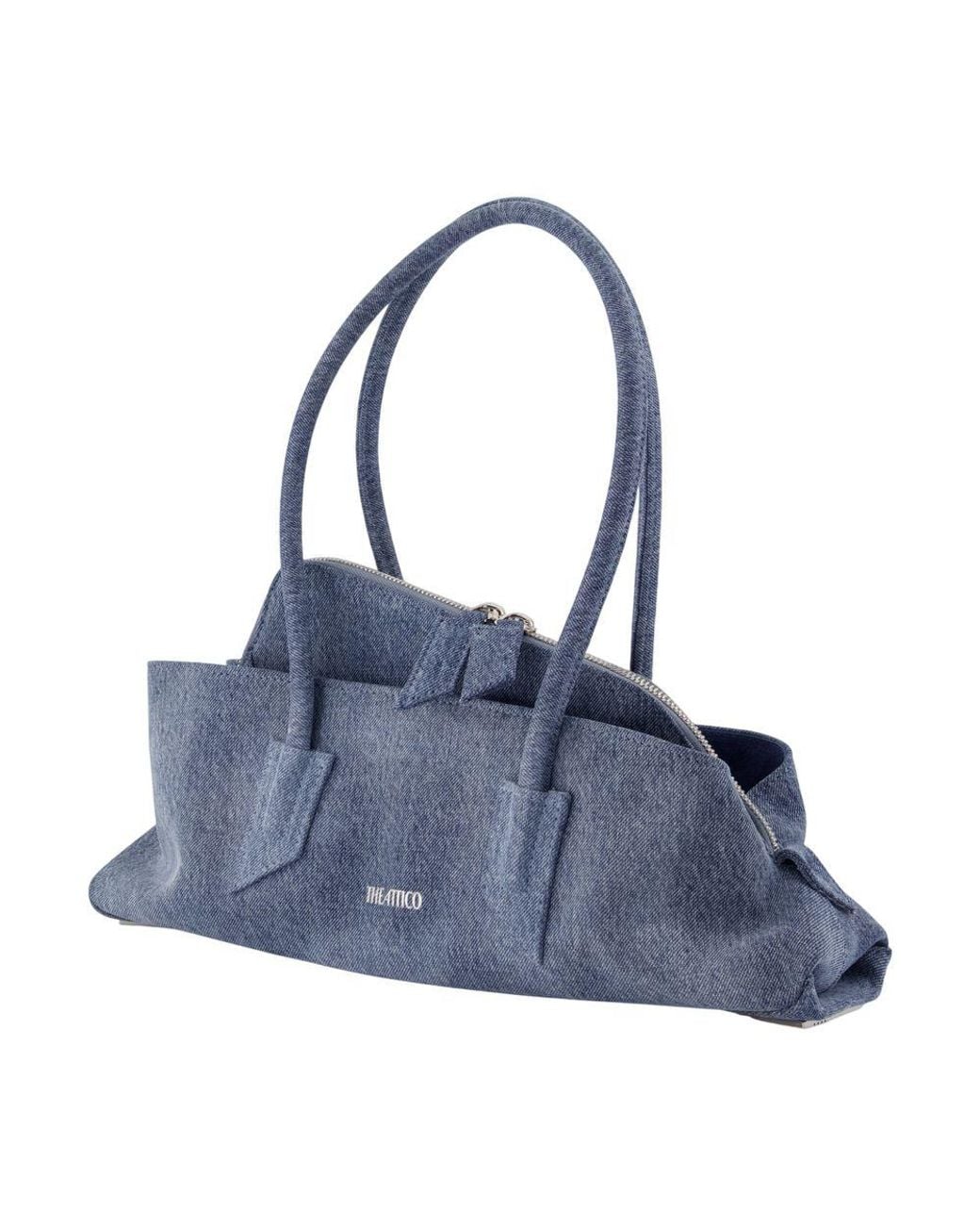 The Attico Blue La Passeggiata Small Washed Denim Top Handle Bag