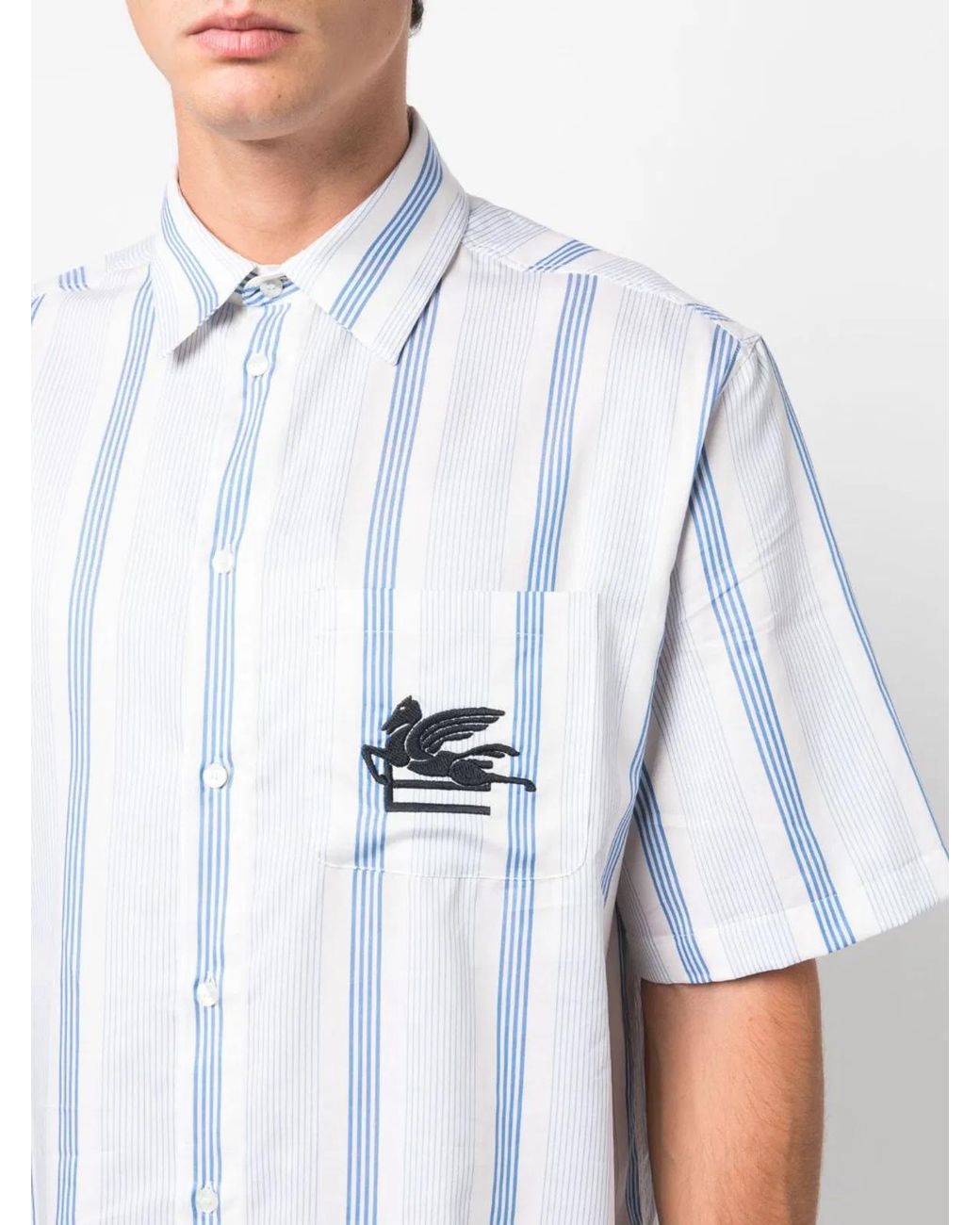 Etro Blue Shirt With Logo for men