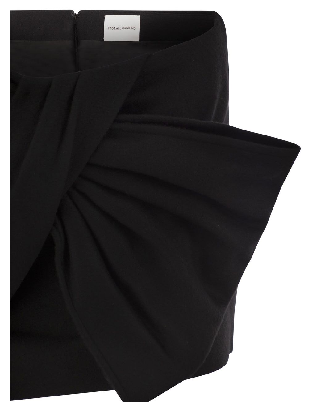 7 For All Mankind Black Wool Blend Mini Skirt With Oversized Bow