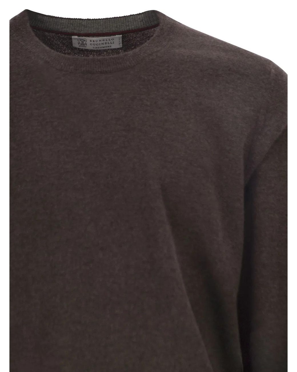 Brunello Cucinelli Brown Pure Cashmere Crew-Neck Sweater for men