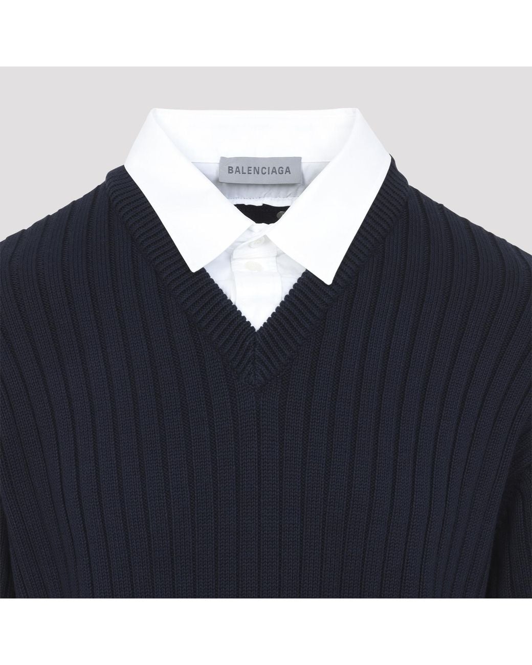 Balenciaga Blue Hybrid Shirt/Knit Sweater for men