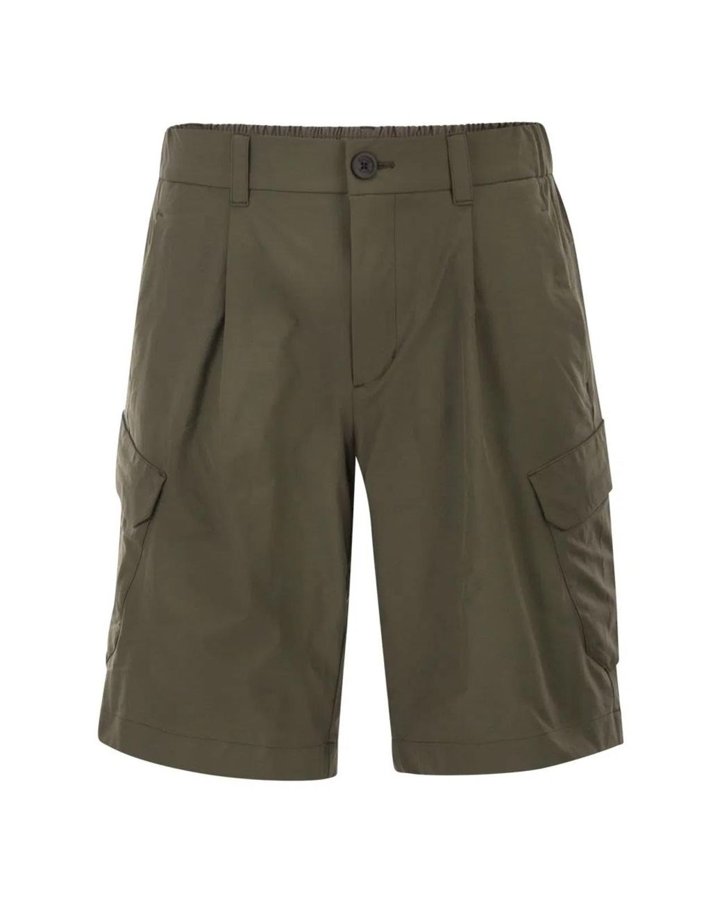 Herno Green Technical Fabric Cargo Bermuda Shorts for men