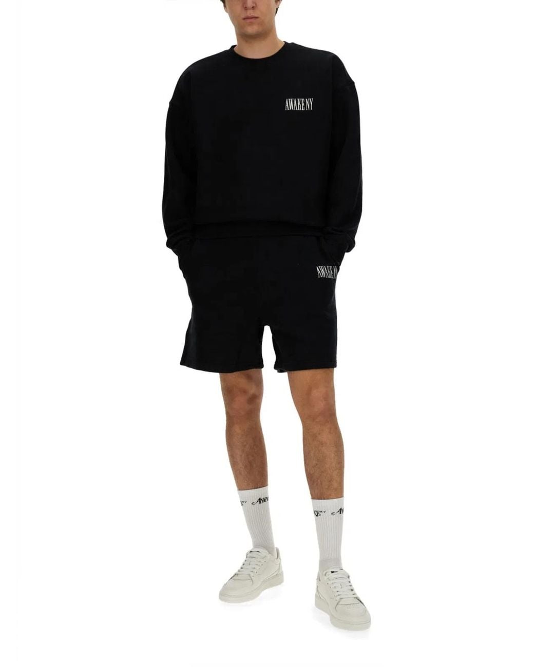 AWAKE NY Black Bermuda With Logo for men