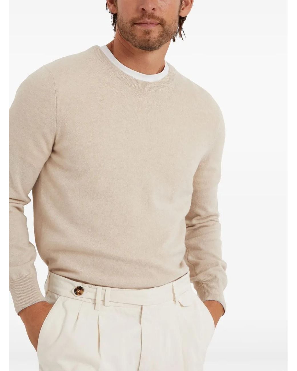 Brunello Cucinelli Natural Cashmere Sweater for men