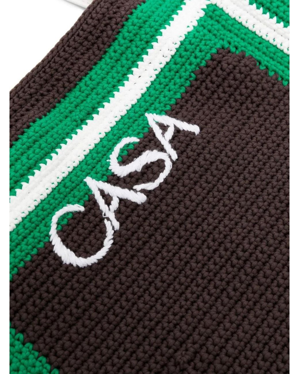 Casablanca Green Logo Embroidered Crochet Tote Bag.