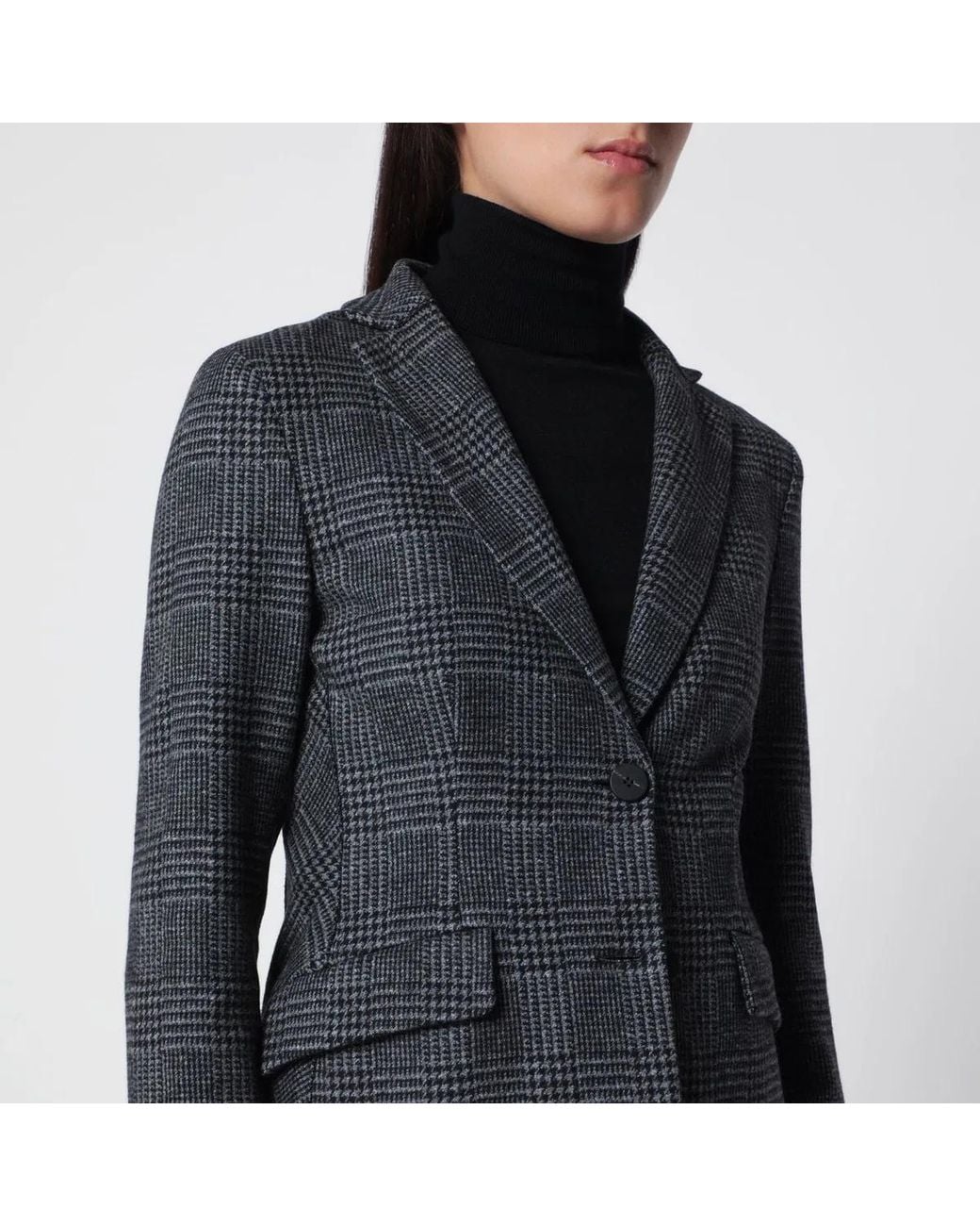 Harris Wharf London Black Singlebreasted Prince Of Wales Check Jacket