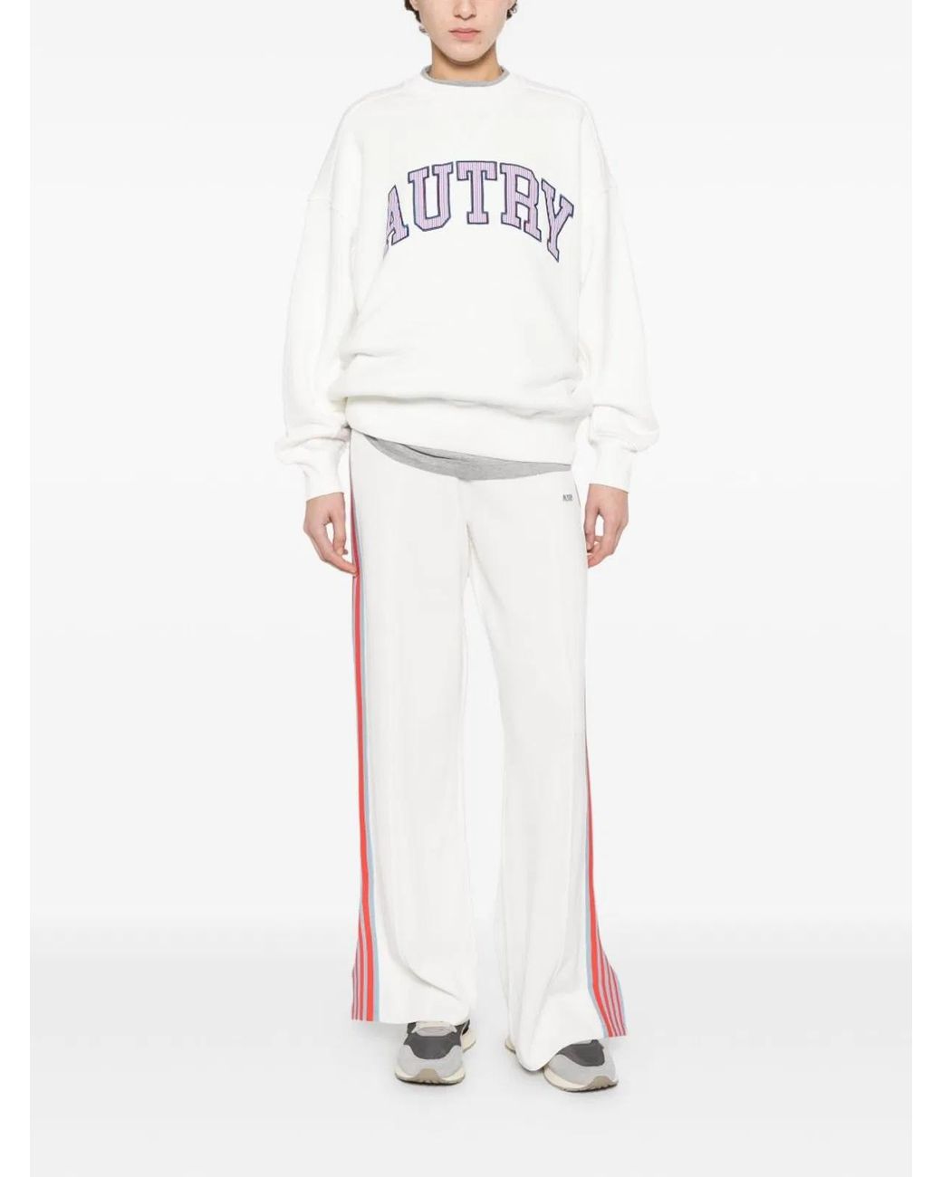 Autry White Logo Embroidered Stripe Trousers