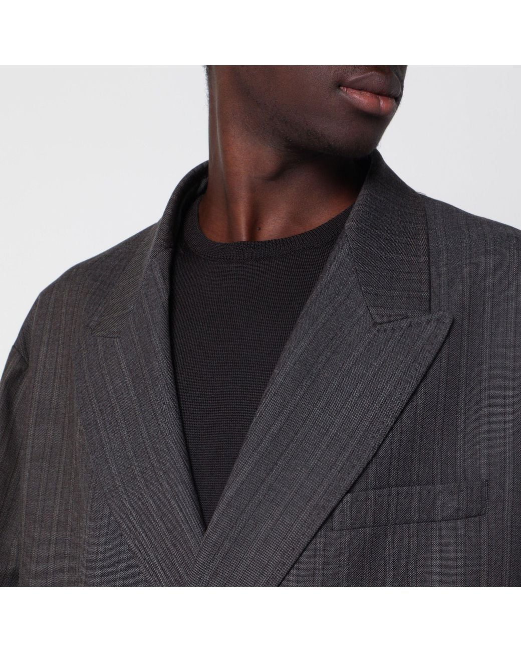 Our Legacy Gray Halt Striped Wool And Cotton Blazer for men