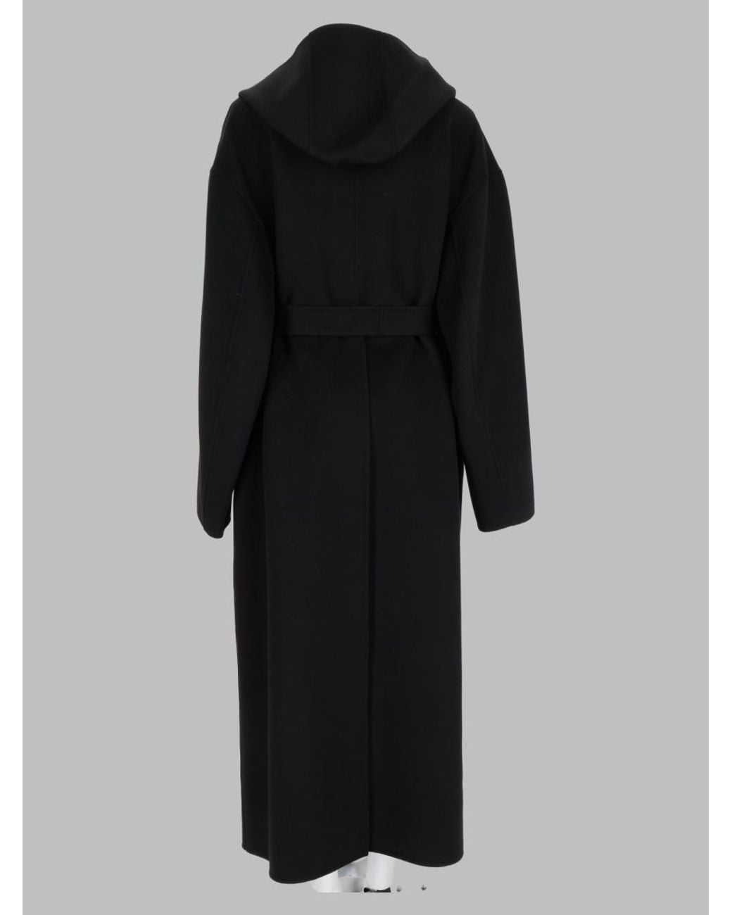 Sportmax Black Relaxed Fit Wide-Lapel Virgin Wool Trench Coat