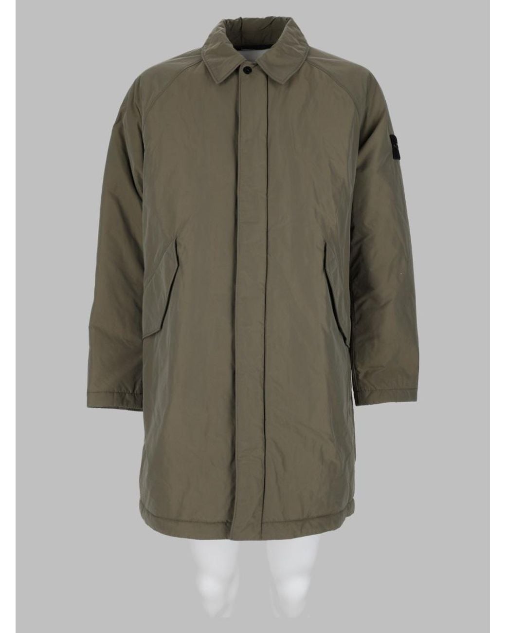 Stone Island Green Military Trench Coat for men