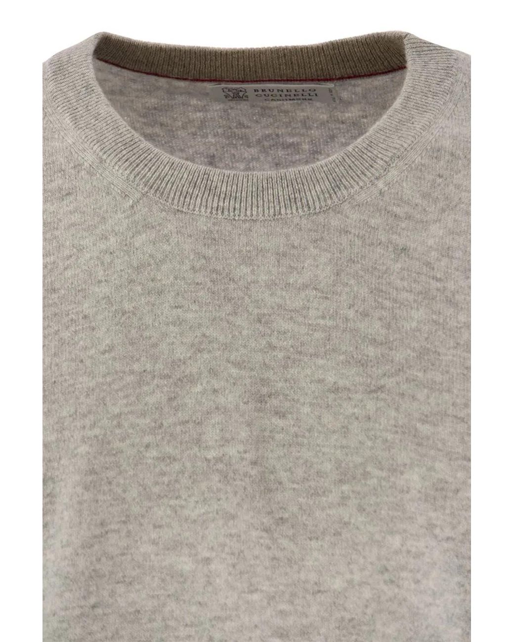 Brunello Cucinelli Gray Hazeltnut Crew-Neck Sweater for men