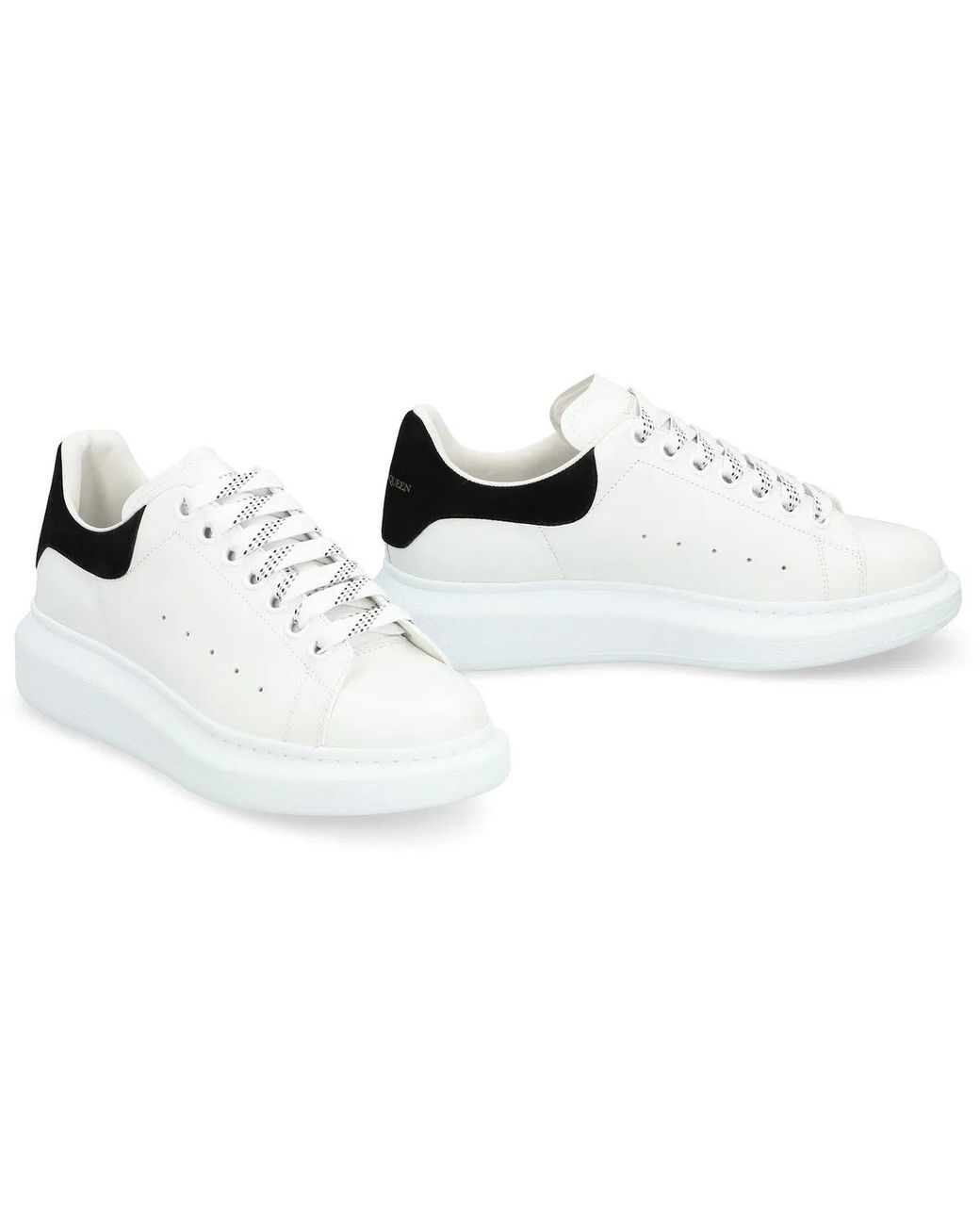 McQueen White Leather Sneakers With Suede Heel