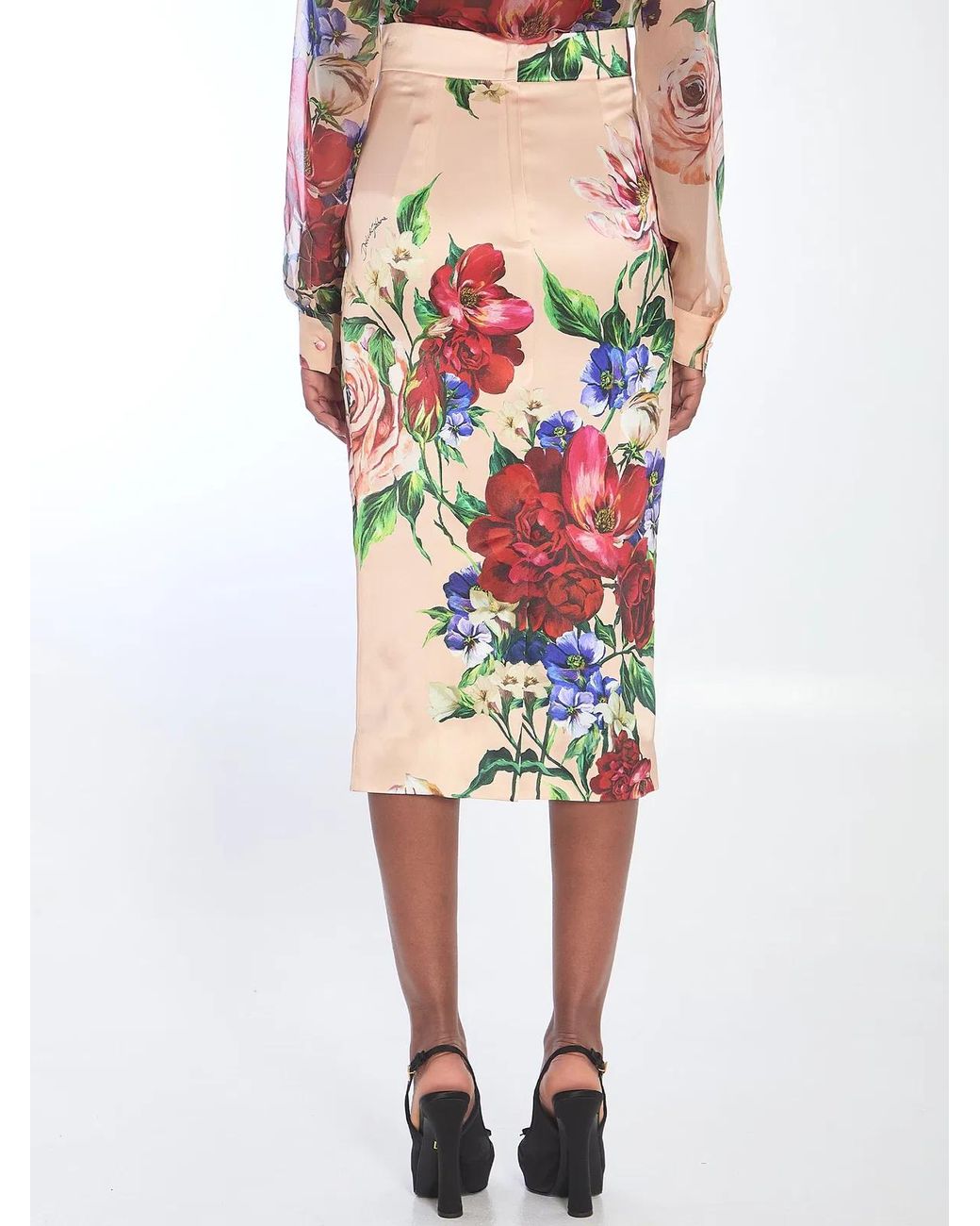 Dolce & Gabbana Pink Dolce & Gabbana Printed Satin Skirt