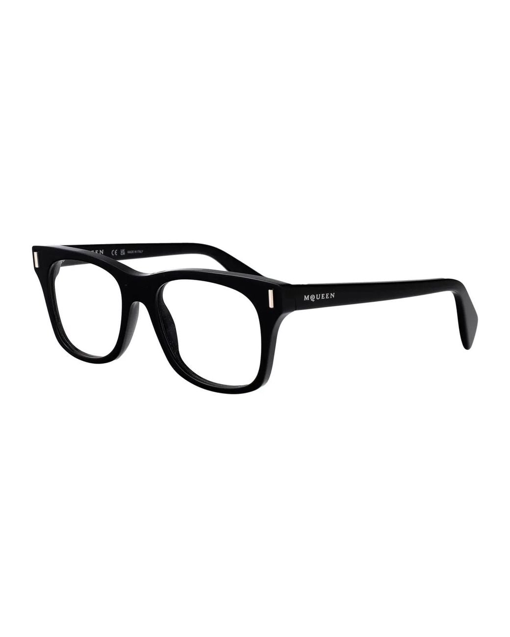 McQueen Black Transparent Acetate Glasses for men