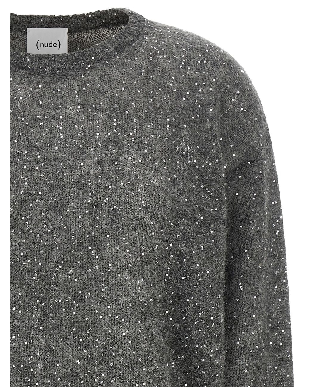 Nude Gray Micro Sequin Sweater