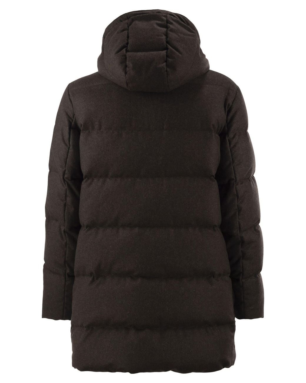 Fay Black Pure Virgin Wool Hooded Down Coat for men