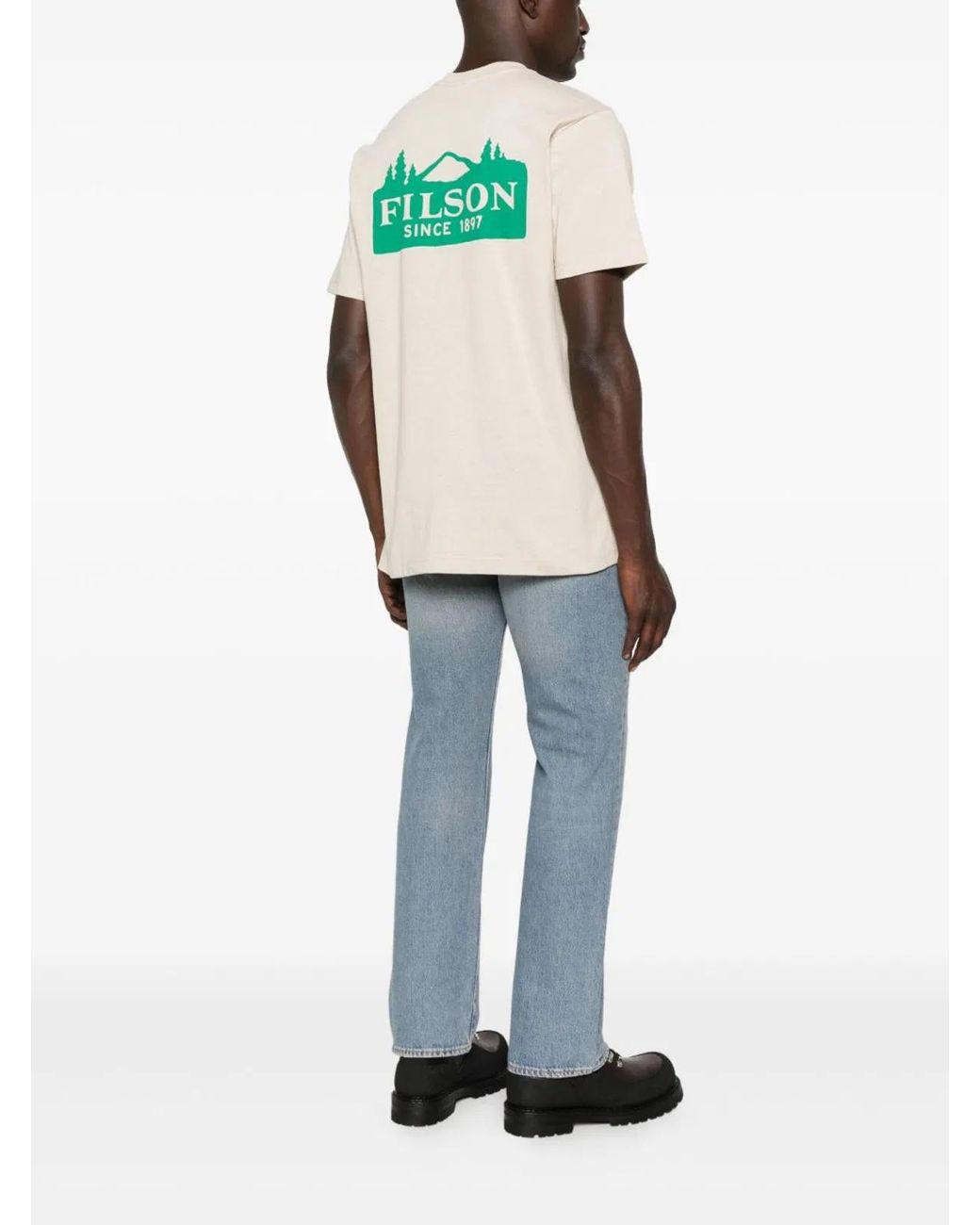 Filson White Printed Cotton T-Shirt for men