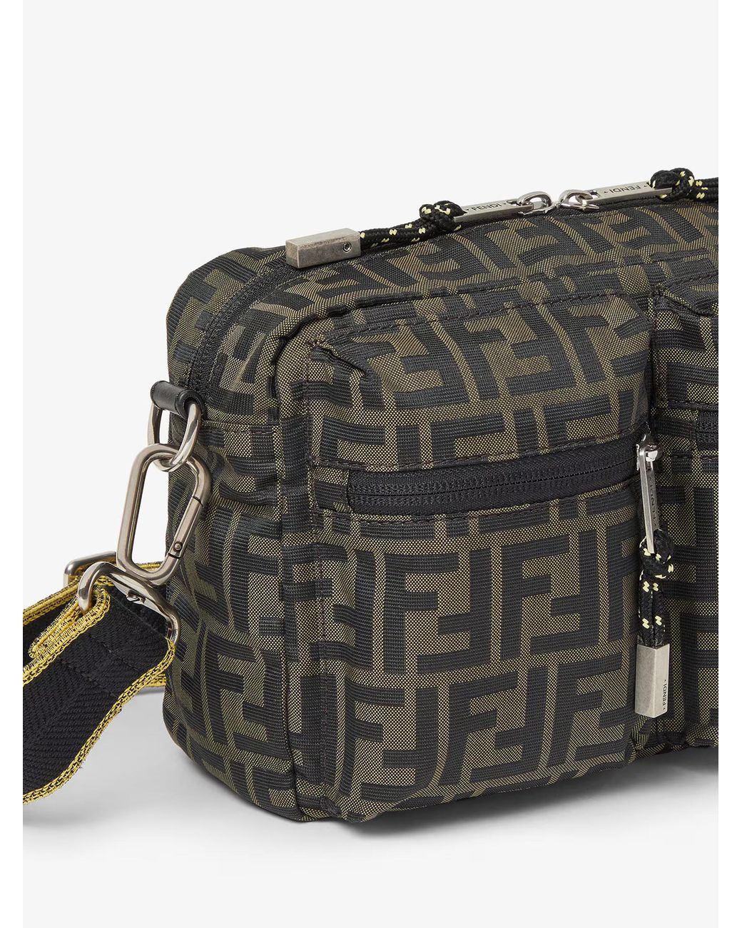 Fendi Black Super Light Ff Zucca Fabric Camera Case for men