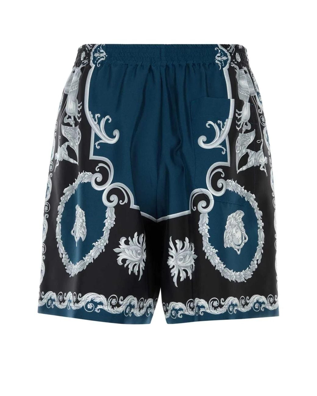 Versace Blue Shorts Mythic Baroque Print Silk Twill for men