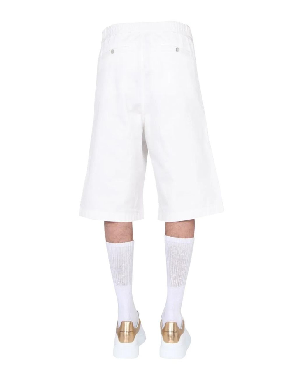 McQueen White Japanese Gabardine Shorts for men