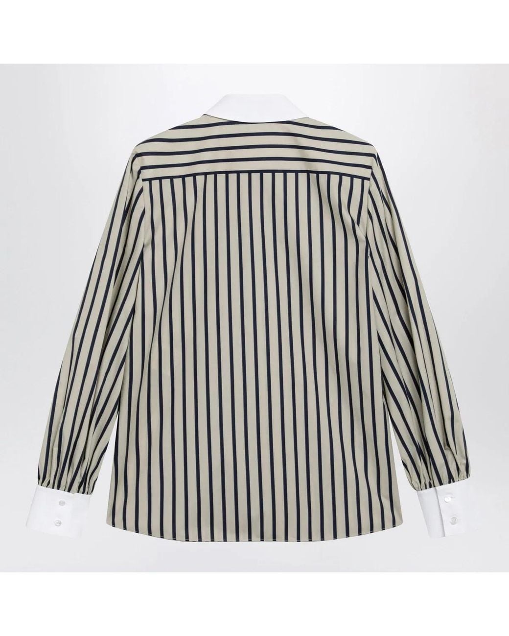 Valentino Black Striped Cotton Shirt With Scarf