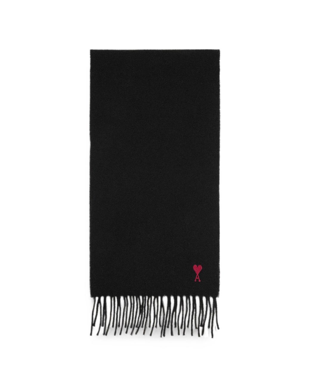 AMI Black Wool Scarf With Ami De Coeur for men