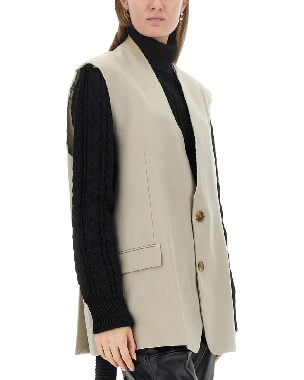 MM6 by Maison Margiela Natural Single-Breasted Vest