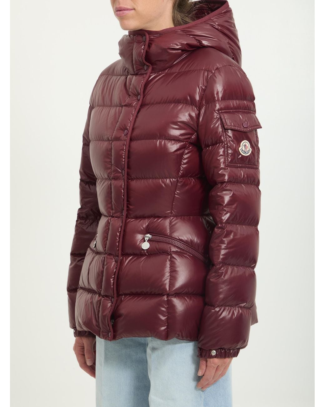 Moncler Red Logo-Patch Padded Jacket