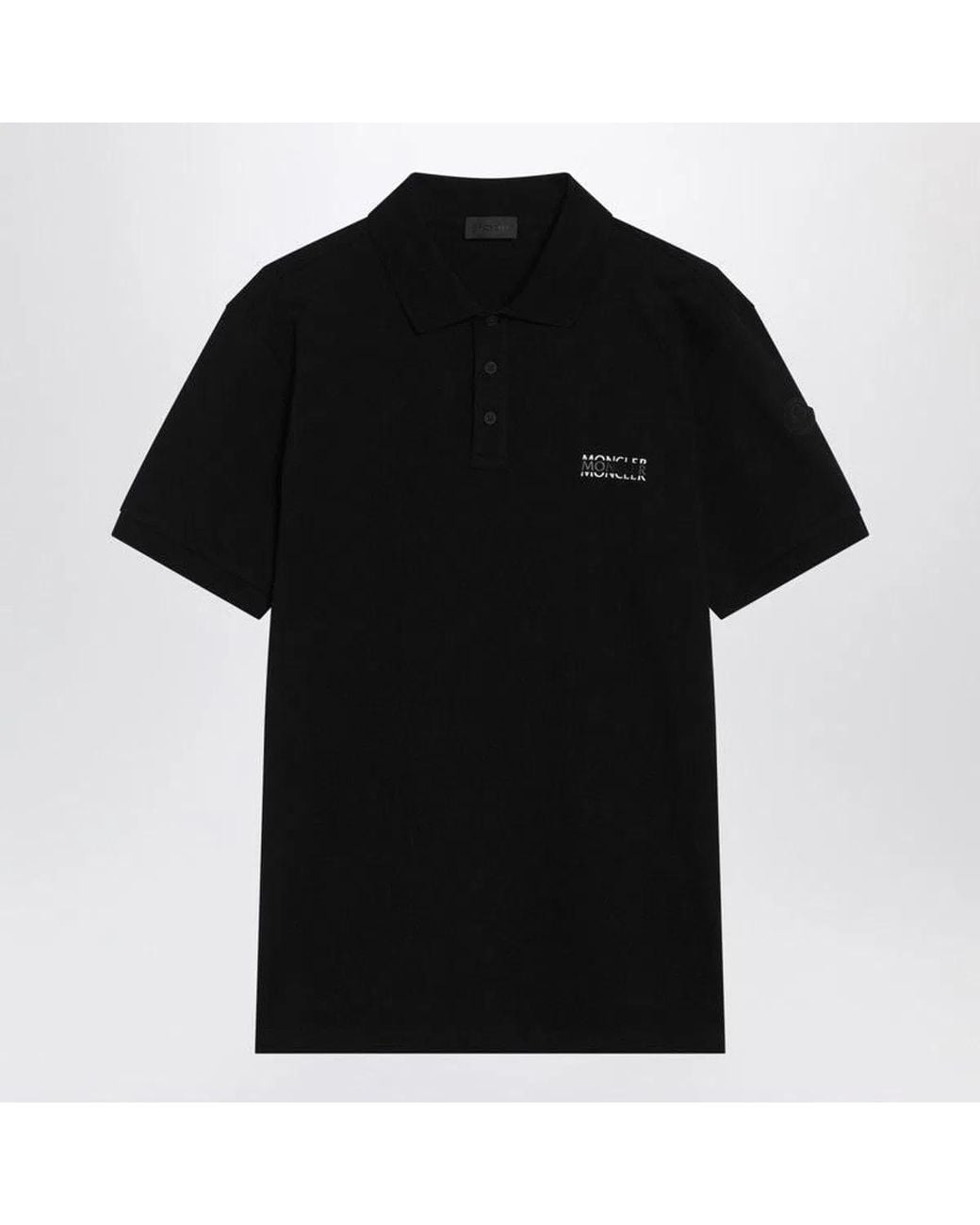 Moncler Black Logo-Embroidered Polo Shirt for men