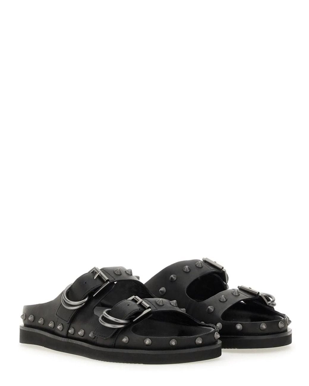 Ash Black Calf Leather "Urus" Sandals